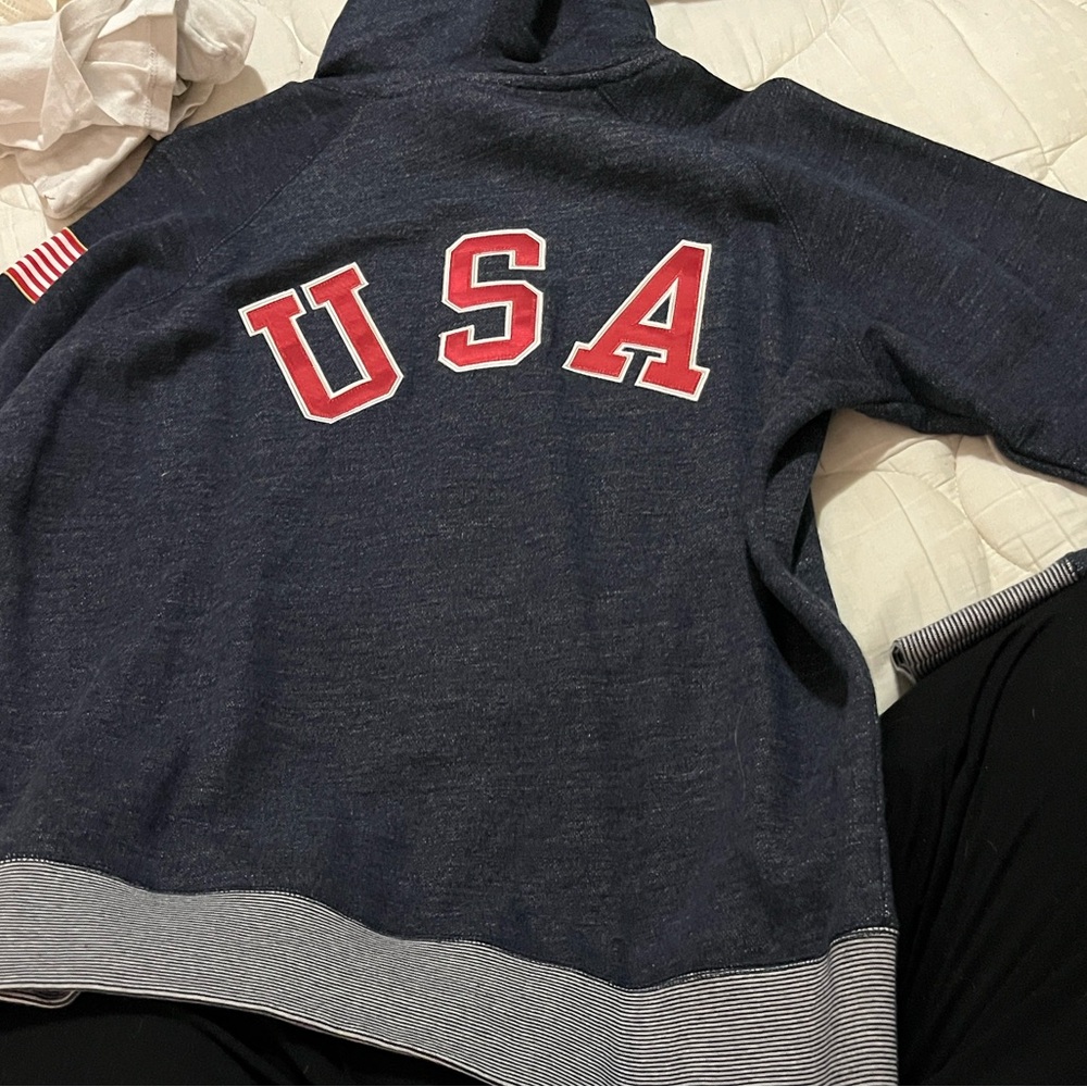 Nike Dark Blue USA Olympic Hoodie funnel neck with Black Drawstrings